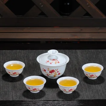 Kung Fu Set de Ceai Costum Drinkware oală de Ceai Ceașcă Strachină de Ceai din portelan alb și Albastru Ceremonia Ceaiului Chinezesc transport Gratuit