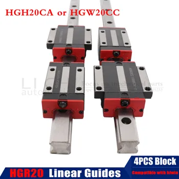 2pc HGH20 Pătrat Șină de Ghidare Liniare ORICE LUNGIME DE 1100-1500 MM+4 Glisați Bloc Vagoane HGH20CA/HGW20CC Router CNC Gravura