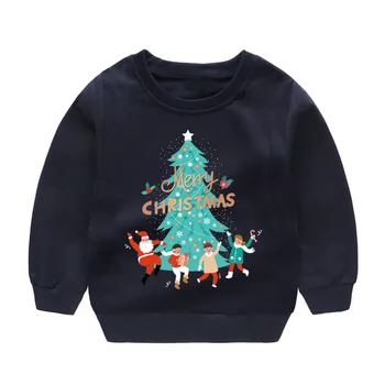 De iarna pentru copii T-shirt pentru bărbați și femei copii cu mânecă lungă topuri pom de Crăciun scrisori imprimate pulover topuri футболка 6*