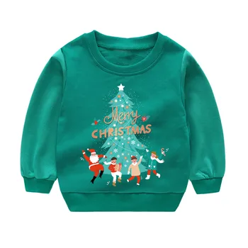De iarna pentru copii T-shirt pentru bărbați și femei copii cu mânecă lungă topuri pom de Crăciun scrisori imprimate pulover topuri футболка 6*
