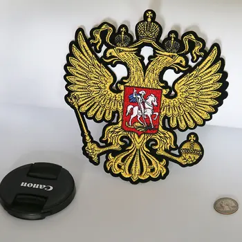 PGY Tuba Aur Rusia Emblemă Națională Patch-uri de Fier Pe Strat Fin de Vultur Spate Cauciuc Broderie Accesorii de Îmbrăcăminte Motociclist Patch-uri