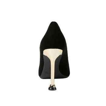 Femei Pantofi de Pompe de Toc Concis Doamnelor Tocuri inalte Rochie Eleganta de Metal Moale piele de Căprioară Piele Femme Mature de Bună Calitate, Munca la Negru PU