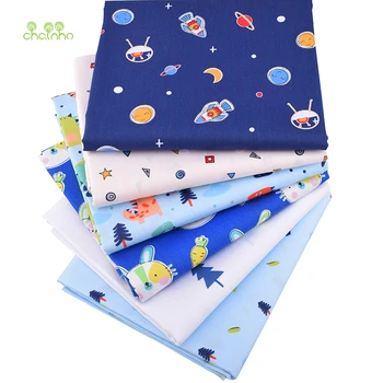 Chainho,6 buc/Lot,Albastru Seria de Desene animate,Tipărite Diagonal Tesatura de Bumbac,Mozaic Pânză,DIY Cusut&Quilting Material Pentru bebeluși și Copii