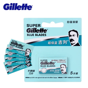 Gillette Super Albastru Aparat De Ras Pentru Barbati Cuțit 1 Titularul + 1 Lama De Siguranță Aparate De Ras De Ras Aparat De Ras Drept