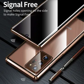 Anti-Peeping Privacy Glass Caz Pentru Samsung Galaxy Nota 20 S20 Ultra S10 S9 S8 Plus Caz De Metal Magnetic Caz 360 Acoperire Completă