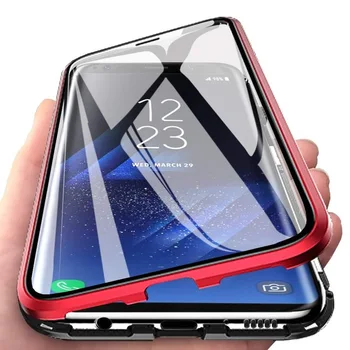 Magnetice de Adsorbție Metal Caz Pentru Samsung Galaxy S10 S10 S10e Plus la Șocuri Magnet Magnetic Caz în Față și în Spate Capac de Sticlă