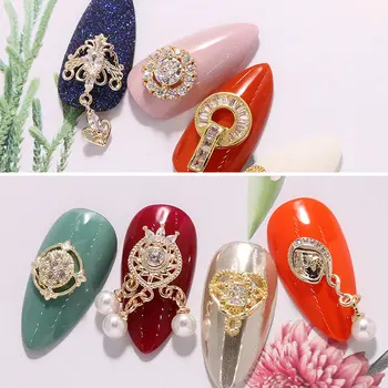 5pcs de lux lanț 3D nail art pearl zircon unghii bijuterii cristale strasuri unghii accesorii decoratiuni de arta unghiilor unghii farmece