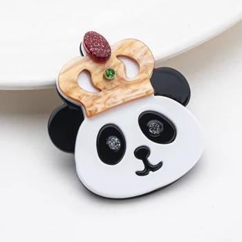 Noul Design Coroana Drăguț Panda Acrilice Ace De Brosa Pentru Femei, Bărbați Animal Panda Insigna De Îmbrăcăminte, Accesorii De Moda, Bijuterii Cadouri