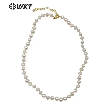WT-JN112 de moda Uimitor 6mm neregulate colier de perle de 14 inch lung de apă dulce pearl noduri cravată colier pentru femei cravată colier da