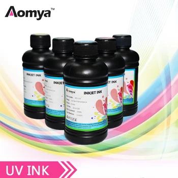Aomya 5 x 250ml Condus de Cerneală UV Universal Cerneala UV LED pentru UV Flatbed Printer 3D Compatibil pentru Epson 1390 1400 1410 L800 R290 R330