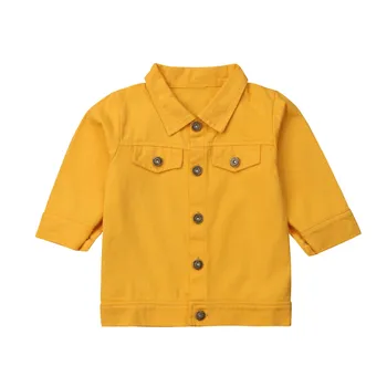 Copii Fetita jacheta denim pentru Copii Baby Girl Îmbrăcăminte Haina de Blugi Trei Sfert Maneca Solid Galben Fete Topuri 1-6 2020