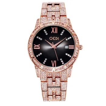 GEDI de Vânzare la Cald Albastru Ceasuri cu Diamante de Cristal Moda Roman Numeral Calendar Rochie Ceas pentru Femei Impermeabil Cadou reloj mujer