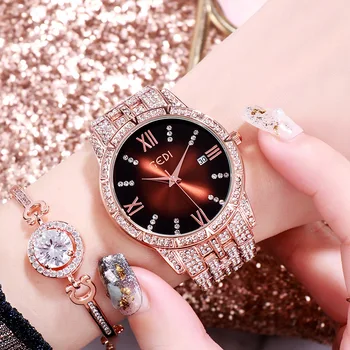 GEDI de Vânzare la Cald Albastru Ceasuri cu Diamante de Cristal Moda Roman Numeral Calendar Rochie Ceas pentru Femei Impermeabil Cadou reloj mujer