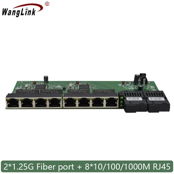 10/100/1000M Gigabit Ethernet Fiber Optic Media Converter PCBA 8 RJ45 UTP si 2 SC Port de fibra de Bord PCB