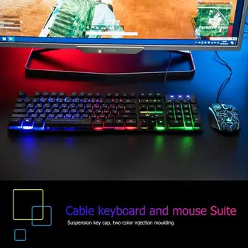 104 Taste USD cu Fir Tastatură rusă 4 Taste Mouse-Set de Patru Trepte DPI Reglabil Mecanic Soareci Tastaturi cu Lumini Colorate