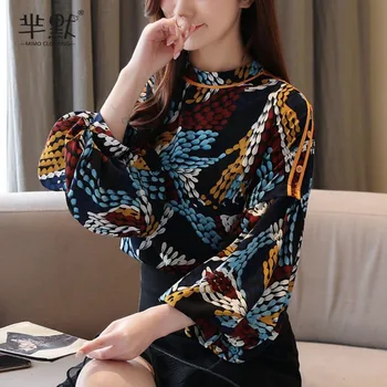 Femei Primavara Toamna Topuri coreeană Stil Retro Floral Felinar Manșon Șifon Cămașă Nouă Libertate Bluza cu Maneci Lungi de Sus LL529
