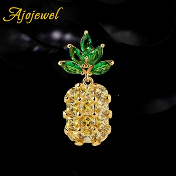 Ajojewel Micro Pave De Zircon Cubic De Ananas Brosa Frumoasa Camasa Guler Accesorii De Cristal Broșe Bijuterii Cadouri Pentru Femei