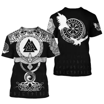 Viking - simbol Tatuaj Raven 3D Imprimate barbati tricou de Moda Harajuku maneca Scurta tricou de vara streetwear Unisex tee topuri WS-225