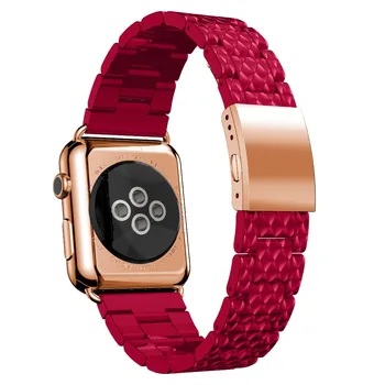Rășină Curea pentru apple watch band 42mm/38mm/44mm/40mm link brățară Watchband pentru iWatch 4/3/2 iwatch Benzi Rose Red catarama din otel