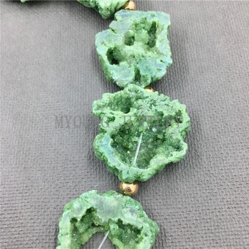 Freeform Verde Titan Cristal Druzy Geode Pandantive,Mărgele, Plin Fir Plat Placa de Margele Pentru Bijuterii DIY MY1001