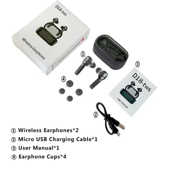 FBYEG TWS Bluetooth 5.0 Căști,Căști fără Fir cu Patru Difuzoare HiFi Stereo Sport Cască,Sweatproof Pavilioane Microfon