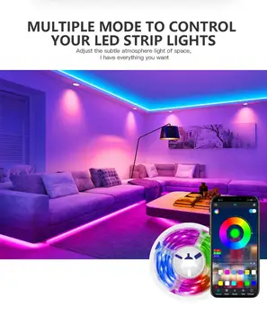 Lumini LED Benzi Flexibile Panglică Impermeabil LED RGB Lumina de 50 ft 5050 RGB Diodă Bluetooth de la Distanță de Control de Sincronizare Muzică Schimbare de Culoare