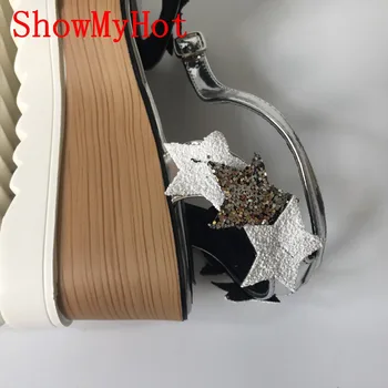 ShowMyHot Noi de Vara Pene Pantofi Platforma stele Sandale de Doamnelor sandale Respirabil Femei Pantofi Casual Platforma Wedge Sandale