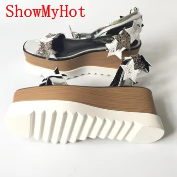 ShowMyHot Noi de Vara Pene Pantofi Platforma stele Sandale de Doamnelor sandale Respirabil Femei Pantofi Casual Platforma Wedge Sandale