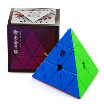 YONGJUN YULONG V2M Piramida, Cub 3x3x3 Magnetica Magic Puzzle Magico Autocolant mai Puțin poftă de mâncare Piramida Magneți Viteza Cuburi YJ V2