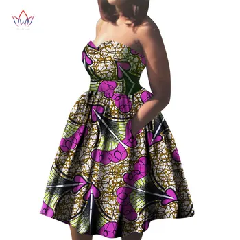 Vara Africa de Moda Rochie pentru Femei Rochii de Bazin Riche Ceara de Imprimare Tesatura de Petrecere, Rochii Sexy Strapless Rochie Pentru Fete WY1709