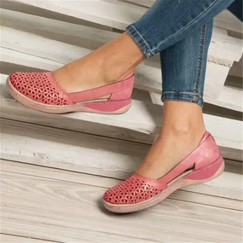 Femei Sandale de Vară 2020 Diapozitive Doamnelor Pantofi din Piele Respirabil Papuci Femei Casual Apartamente Retro Cusomized Suport Papuci de casă