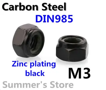 100buc/lot DIN985 Nailon Piuliță de Blocare M2/M2.5/M3/M4/M5/M6 Nailon Introduce Nuci 2mm/2,5 mm/3mm/4mm/5mm/6mm negru nuci zincare