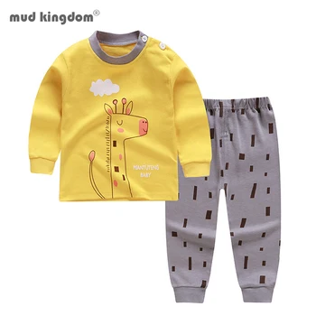 Mudkingdom 1-5T Băieți Fete de Imprimare Sleepwear Costume Adorabil de Bumbac, O-Neck cu Shoudler Butoane