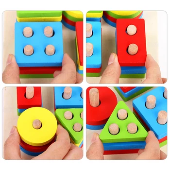 Montessori Jucarii Educative jucarii din Lemn pentru Copii de Învățare Timpurie Exercițiu Hands-on de capacitatea de Forme Geometrice, Jocuri de Potrivire