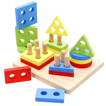 Montessori Jucarii Educative jucarii din Lemn pentru Copii de Învățare Timpurie Exercițiu Hands-on de capacitatea de Forme Geometrice, Jocuri de Potrivire