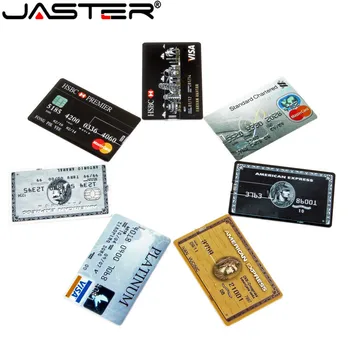 JASTER client LOGO-ul rezistent la apa Super Slim Card de Credit USB 2.0 Flash Drive 32GB pen drive 4G 8G 64G card bancar model de Stick de Memorie