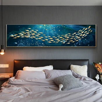 Rezumat Decor Modern pește de aur și luna Panza Pictura de Postere Și de Imprimare Arta de Perete Imaginile Pentru Camera de zi Dormitor Pictura