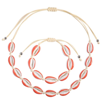 Transport gratuit colorat shell bijuterii vara fierbinte de vânzare tendință de coajă brățară moda pentru femei shell cravată colier pentru fete cadou