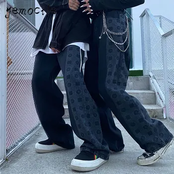 Harajuku Streetwear Pantaloni Din Denim Cu Talie Înaltă Liber Blugi Drepte 2019 Noua Moda De Vara Hip Hop Stil Grunge Pantaloni Unisex