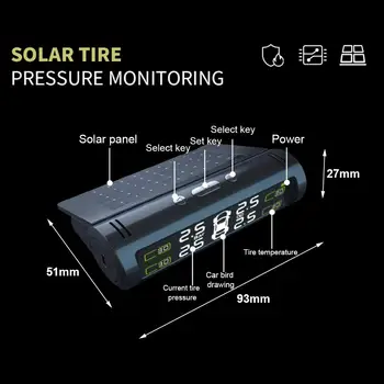 Alimentat cu energie solară TPMS 6 Moduri de Alarmă Monitorizare a Presiunii în Anvelope Sistemul de Mașină Automată de Detectare a Vibrațiilor în timp Real Afișează Tpms 35