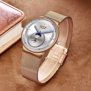 Reloj Mujer LIGE Moda Simplu Femei Ceas Aur roz Cuarț Încheietura Ceas Doamnelor Romantice Impermeabil Ceas Relogio Feminino+Cutie