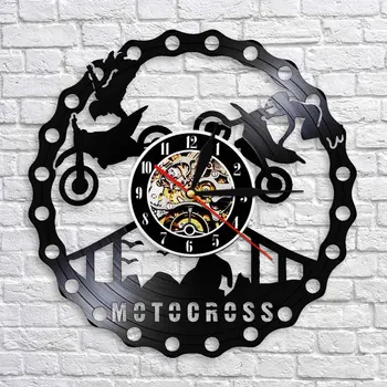 Motocross de Artă Decorativă Ceas de Perete Motocicleta disc de Vinil de Perete Ceas de Perete 3D Ceasuri Handmade Cadou Unic Pentru Motocicleta Iubitor