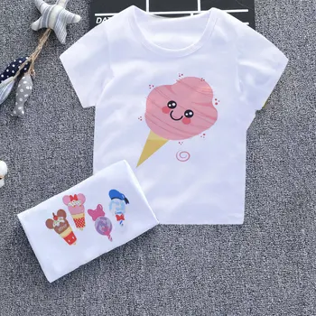Tricou de Vara Noi Haine Drăguț inghetata Tricou Fille de Moda Distractiv Băiat Tricouri Pentru Copii Design Gât Rotund Tricou Fata