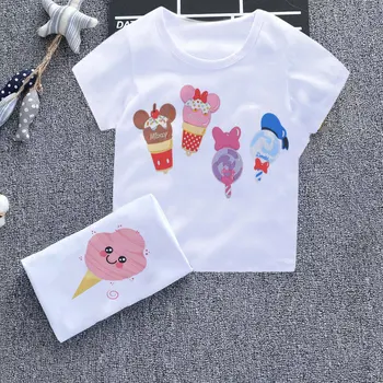 Tricou de Vara Noi Haine Drăguț inghetata Tricou Fille de Moda Distractiv Băiat Tricouri Pentru Copii Design Gât Rotund Tricou Fata