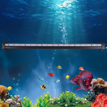 46CM 5050 RGB LED Acvariu Lumina Submersibile cu Bule de Aer Lampa Acvariu Lumina Rezervor de Pește Accesoriu Cu NOI Plug Decor Acvariu