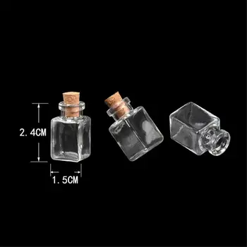 100 buc 1ml Piața de Mini sticle Sticle Cu Dopuri DIY Pătrat Rotund în Formă de Mini Art Borcane Cadouri Flacoane Drăguț Pandantive Sticle