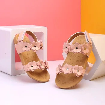 COPII CONFORTABILE Flori Plat Cu Fete Sandale Pantofi Pentru Copii Toddler Sandale Pantofi 1-5 Ani Moda Fund Moale Glezna-pantofi Warp
