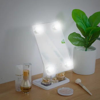 Lumini cu LED-uri Oglindă de Machiaj cu 4 Becuri TouchScreen Luminozitate Reglabilă Oglindă Cosmetică 25.5 x 18.7 cm NShopping