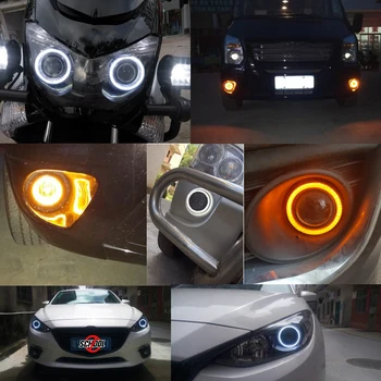 Niscarda 2x Alb Galben LED Unghi Ochii Halo Inele Unitate Serpentină de Semnalizare Lumina Farurilor Auto Lampă Auto 60 70 80 90 100 mm