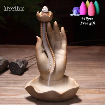 Ceramica lui Buddha-Hand Refluxul Arzător de Tămâie Turn de Tămâie Titularul Aroma Cădelniță Biroul de Acasă Yoga Decor + 20buc Gratuit Conuri
